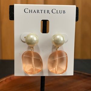 NWT Charter Club pearl and stone earrings